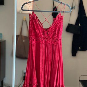 Free People Adella Slip Dress Red